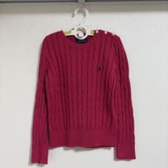 ポロラルフローレン ケーブルニット 125㎝ 6X ピンク ポニー刺繍のサムネイル