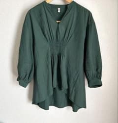 ARABIS◉刺繍七分袖ブラウス ダークグリーン Mのサムネイル
