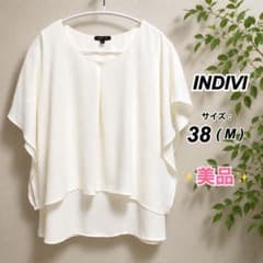 INDIVI 半袖 シャツ 38 M 白 インディヴィ 上品 トップス 綺麗 夏のサムネイル