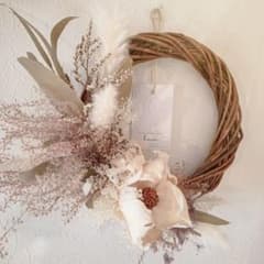 ꫛꫀꪝ White×Pink❀ドライフラワーリースのサムネイル