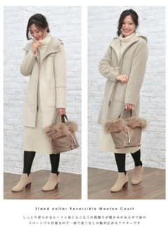 ＊11/30削除＊【美品】スタンドカラーフード フェイクムートンコートのサムネイル