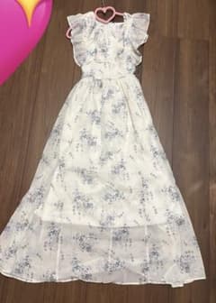 MURUA 花柄 ロングワンピース　ノースリーブ　袖フリル