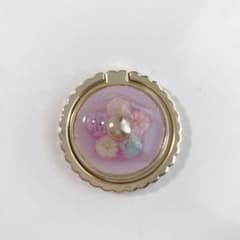 訳あり】北欧 フラワー かすみ草 スマホリング ハンドメイド バンカー