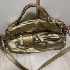 SAZABY ゴールド レザー風 ショルダーバッグのサムネイル