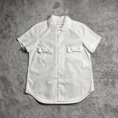 AD2024 25SS リボン丸襟半袖ブラウス 白 コットン ラウンドカラー AD2024 25SS リボン丸襟半袖ブラウス 白 コットン ラウンドカラー