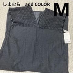 しまむら　add COLOR デニム　シャーリング　ワンピース Mのサムネイル