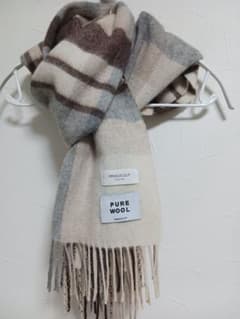 OPAQUE .CLIP ♪PURE WOOL マフラー・チェック柄ベージュ系のサムネイル