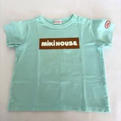 美品】ミキハウス 半袖 ロゴTシャツ トップス 90 ミントグリーン