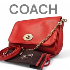 極美品 COACH ゴールドチェーン ショルダーバッグ ターンロック - メルカリ