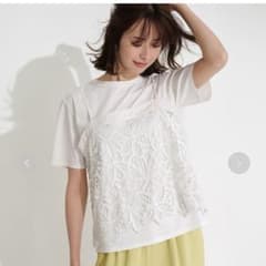 23区　白Tシャツ　レースキャミソール付　サイズ44のサムネイル