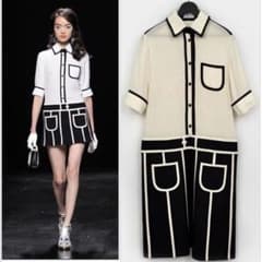 MOSCHINO モスキーノ 騙し絵 バイカラー 半袖 ワンピース - メルカリ
