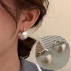 ボール マット 艶消し デザイン 大ぶり フープ ピアス シルバー S925