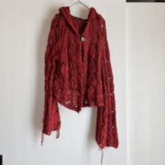 Moda International ざっくり編み フード付きカーディガン【L】