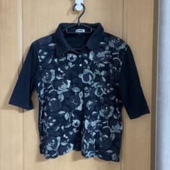 花柄 ポロシャツ 半袖 ブラック