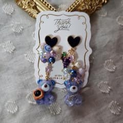 ブルーベリー ジャムパン くまちゃん ピアス イヤリングのサムネイル
