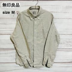 無印良品 ネルシャツ ボタンダウン ベージュ チェック柄 Mのサムネイル