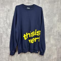 美品 thisisneverthat ディスイズネバーザット 紺トレーナー L