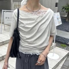 【新品・未使用】mystic レースドッキングオフショル半袖Tシャツのサムネイル