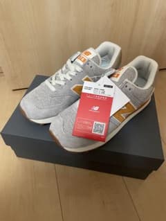 New Balance ML574 グレー オレンジ スニーカー - メルカリ