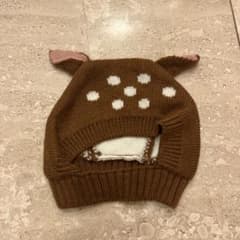 シカbaby ニット帽　茶色の動物耳付きニット帽のサムネイル