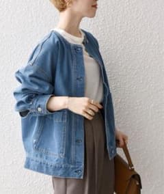 【新品・未使用】SHIPS any ノーカラーデニムジャケット ブルゾンのサムネイル