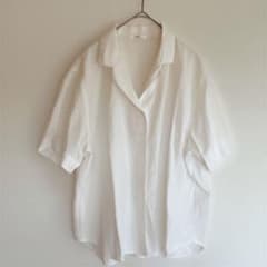 UNIQLO リネンブレンド オープンカラーシャツ L ホワイト 白のサムネイル