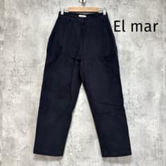 【El mar】ワイドテーパードタックパンツ ネイビー S コットン 綿