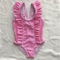 水着 女の子 ストライプ フリルのサムネイル