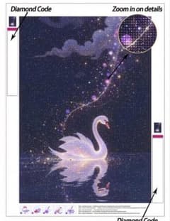 ダイヤモンドアートキット 星空と白鳥 30×40cmラウンド 動物のサムネイル