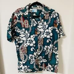 アロハシャツ　古着　メンズ　半袖　緑　派手のサムネイル