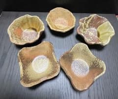 시가라쿠야키 야야마 가마 변형 작은 화분 5 손님 세트 도자기 있음 명접시 일식기