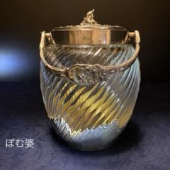 フランス製】純銀＋クリスタル／ビスケットジャー クッキージャー