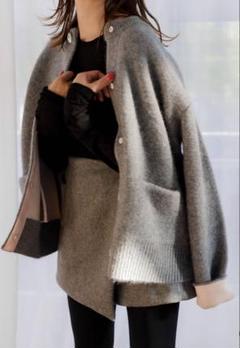 Liten Bicolor raccoon knit coatigan グレー - メルカリ