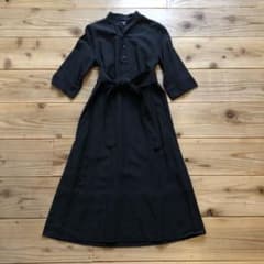 A.P.C   七分袖リボン付きロングワンピース　黒のサムネイル