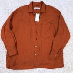 美品 25ss パースプロジェクト リネン ワイドフィット シャツ オレンジ 