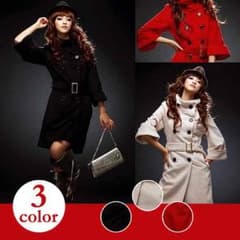 【大きいサイズあり】2Wayタイプの襟ロングコート3色のサムネイル