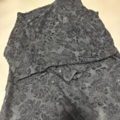 長袖 ブラウス ブラック フリンジ加工 フリーサイズのサムネイル
