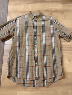 BURBERRY LONDON ノバチェック 麻 リネン半袖シャツ L 美品のサムネイル