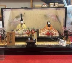 伝統工芸】親王飾り 平飾り雛人形一式｜本金箔屏風・正絹仕立て｜上品