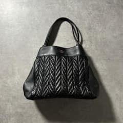 NA】COACH コーチ トートバッグ ハンドバッグ ブラック キルティング 
