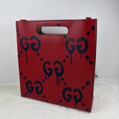 美品】GUCCI ゴースト グラフィティ レザー 2WAYハンドバッグ 赤 