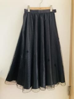 きら様専用　黒 サテンスカートドット柄 チュール付のサムネイル