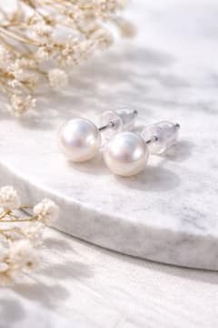 ワンプライス販売】 アコヤピアス 7.5-8mm プラチナポスト シンプル 