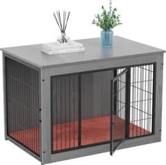 ALEBERT 犬 ケージ ペットケージ 木製 小中型犬用 (Sサイズ グレー