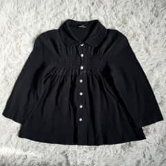 美品】AD2007 トリココムデギャルソン 丸襟 七分袖ブラウス ギャザー 