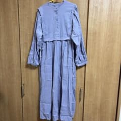 長袖ロングシャツワンピース ラベンダーのサムネイル