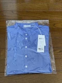 ATON 新品 スタンドカラーシャツ 青のサムネイル
