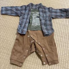 abc une face チェック柄シャツ風ロンパースのサムネイル