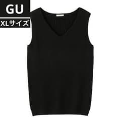 ●GU リブ編みニット ブラック Vネック ノースリーブのサムネイル