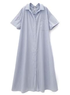 GRL ストライプ柄バックレースアップフレアシャツワンピース[fo1921]のサムネイル